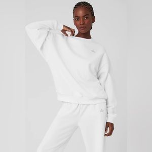 Alo White Accolade Crew Neck Pullover, Size Small